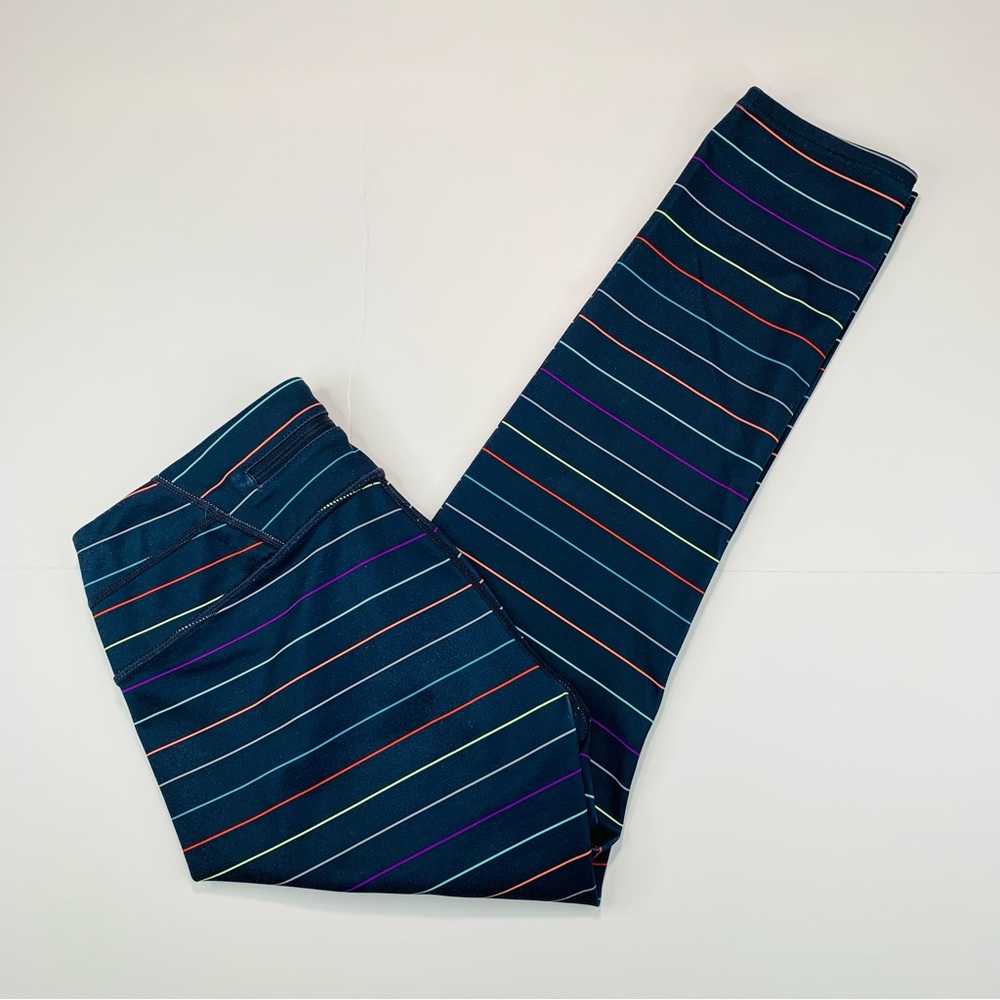 Athleta leggings Rainbow Stripe Sonar leggings Navy activewear women size XS